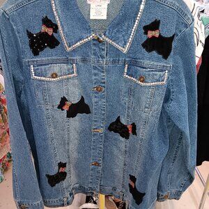 Quacker Factory Jean Jacket in size Large features Scottie Dogs